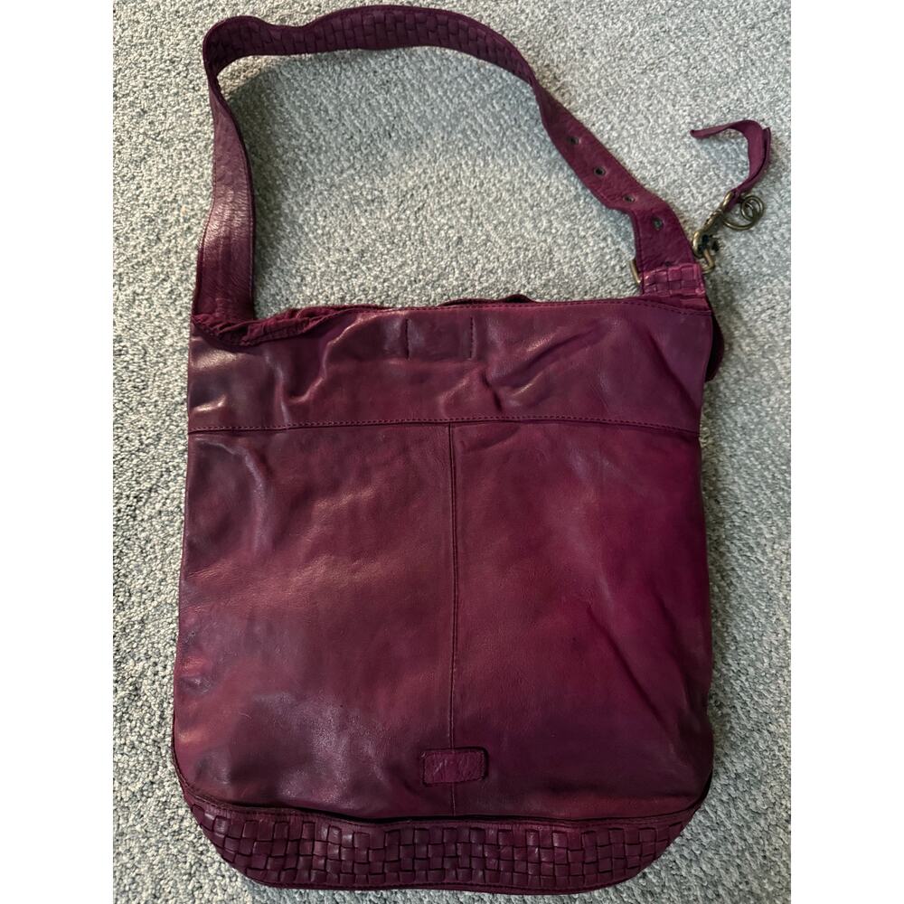 Frye melissa Hobo burgandy wine leather braided detail purse